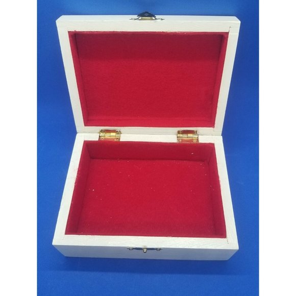 Hand Painted Wood Hinged Lined Trinket Box Flower Pot Artist Signed - Picture 7 of 8